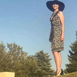 Diane Von Furstenberg black and cream silk dress.